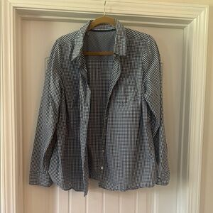 Classic Navy and White Checkered Button Down Shirt